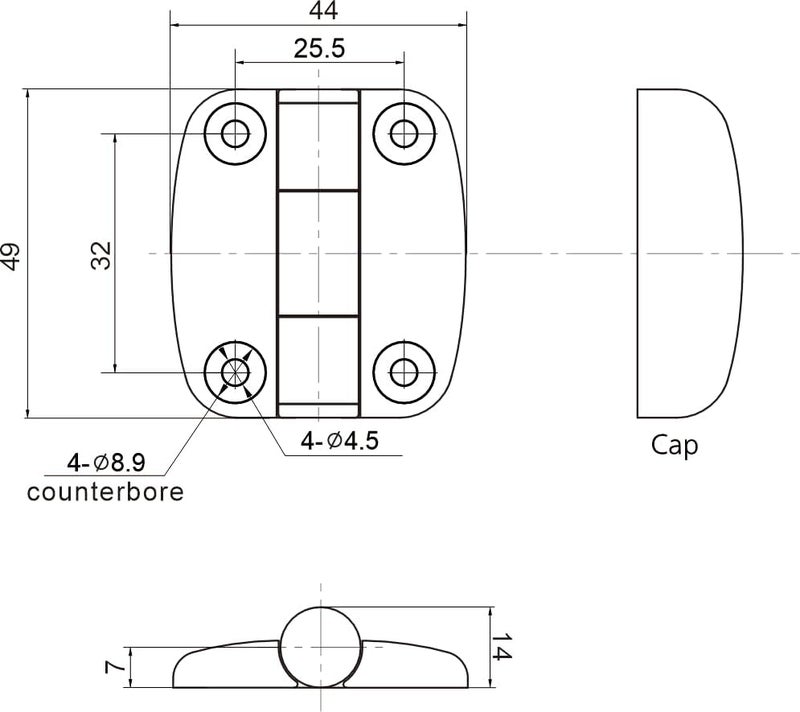 Evan Nylon Butt Hinge Surface Mount Free Swinging Replace SOUTHCO G6-0-1, 2 Pack - Image 3